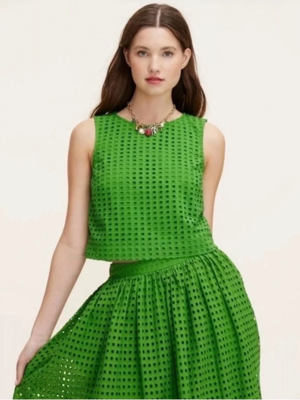 Kate Spade for Target Green Eyelet Midi Skirt - Women's Classic Fit